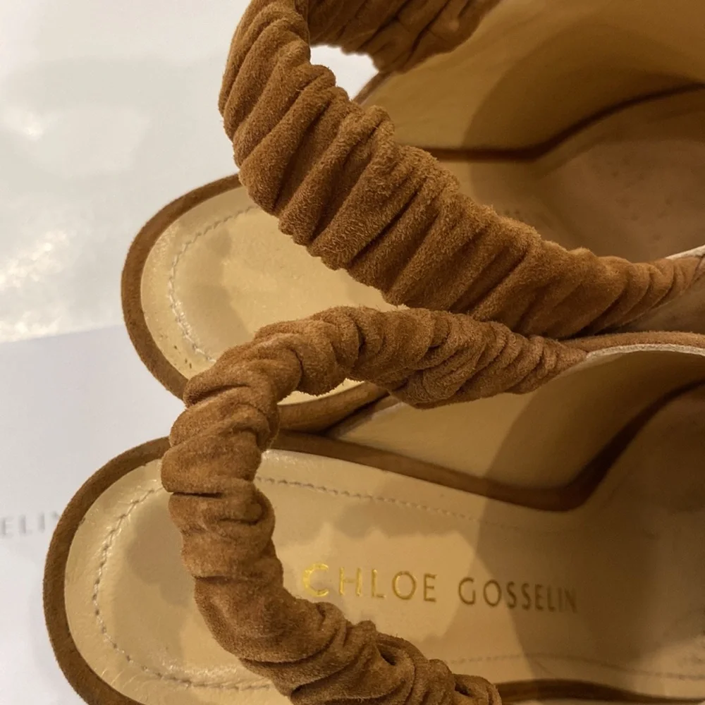 CHLOE GOSSELIN DIANE BACKLESS SUEDE CHUNKY HEELED BOOT LIKE SHOE - Picture 8 of 16